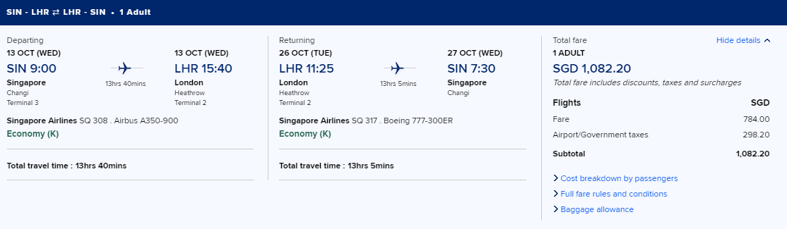 Non vtl flights singapore